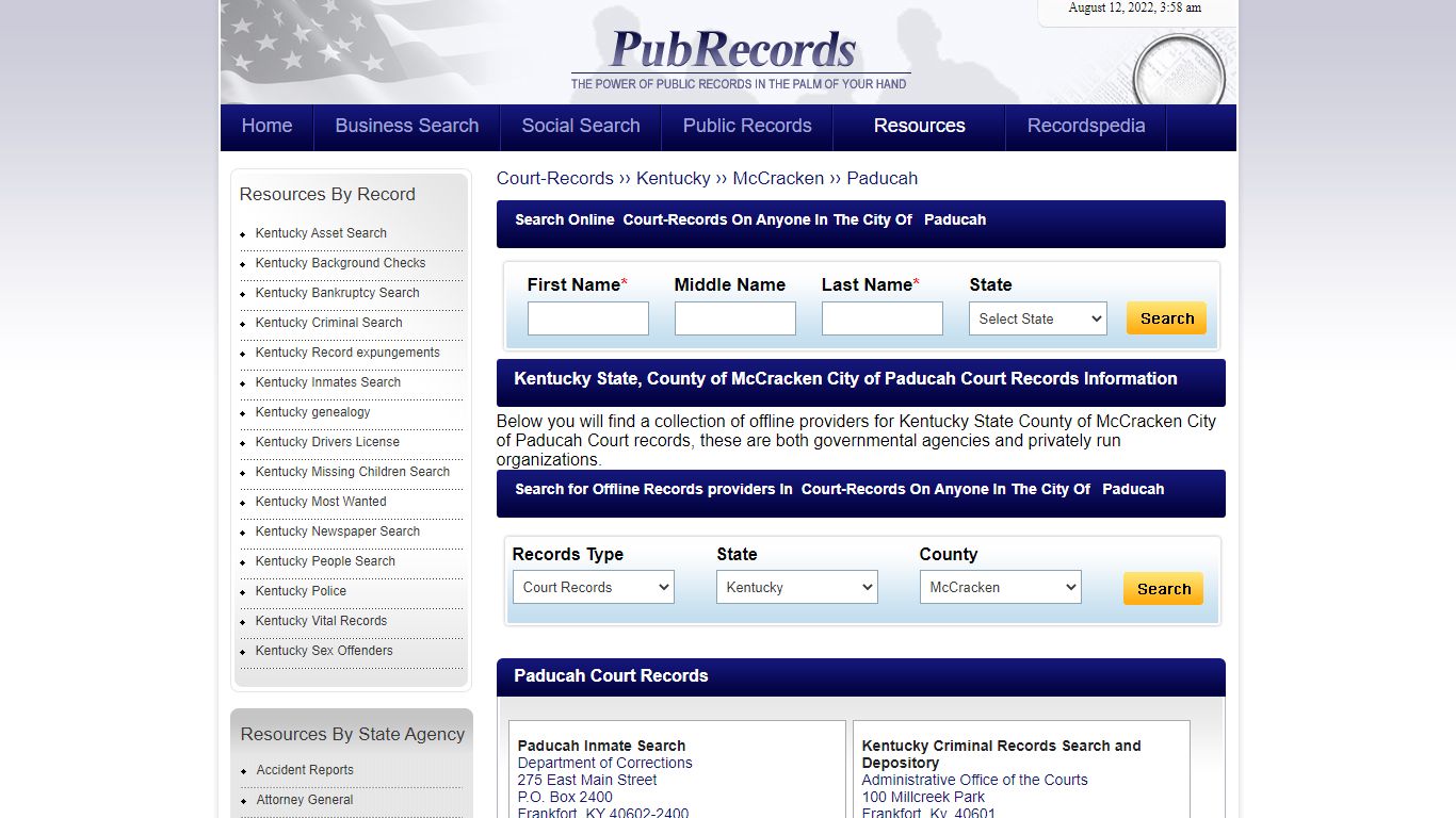 Paducah, McCracken County, Kentucky Court Records